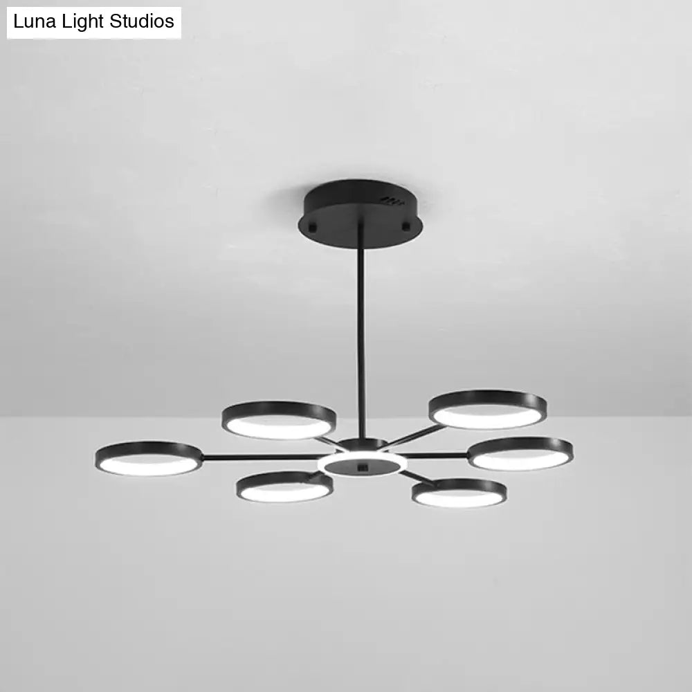 Contemporary Starburst Chandelier For Living Room - Metal Hanging Lamp Kit Black / 31.5 Third Gear