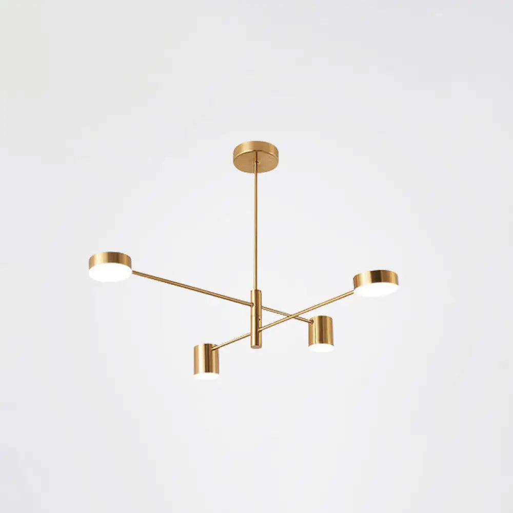 Contemporary Metal Starburst Chandelier For Living Room - Stylish Hanging Ceiling Light 4 / Gold