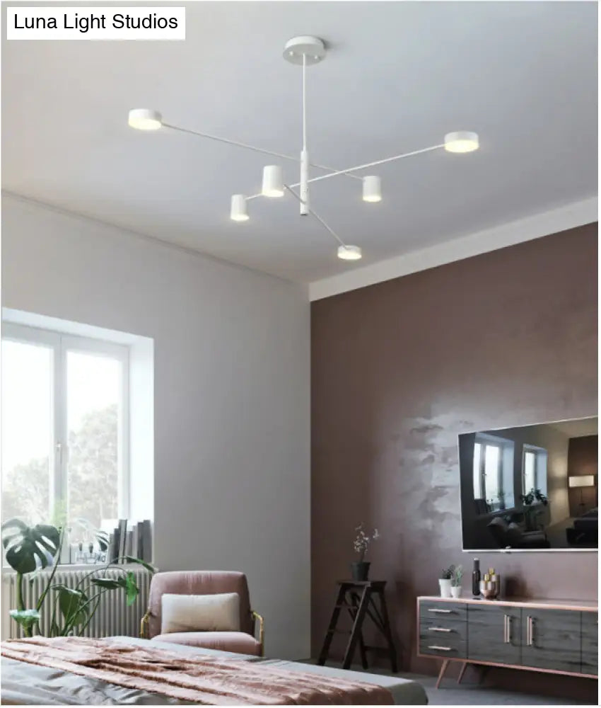 Contemporary Metal Starburst Chandelier For Living Room - Stylish Hanging Ceiling Light