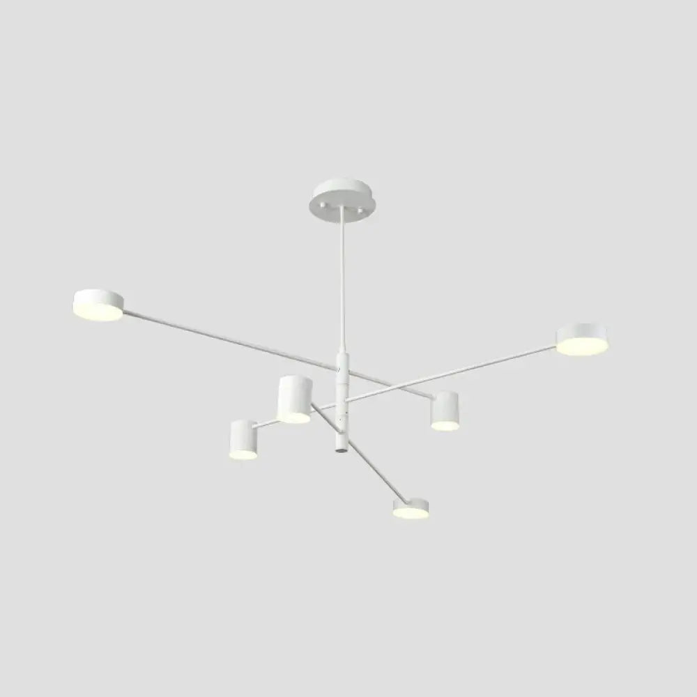 Contemporary Metal Starburst Chandelier For Living Room - Stylish Hanging Ceiling Light 6 / White