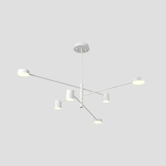 Contemporary Metal Starburst Chandelier For Living Room - Stylish Hanging Ceiling Light 6 / White