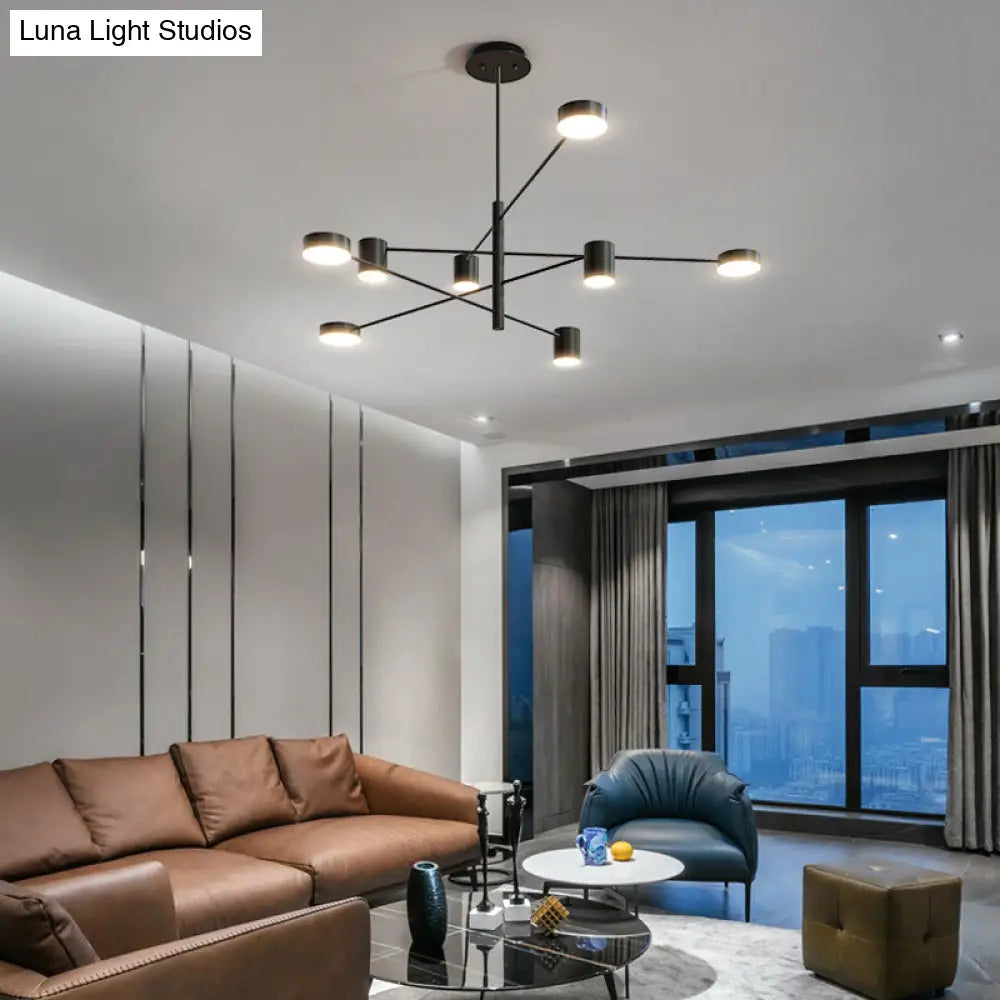 Contemporary Metal Starburst Chandelier For Living Room - Stylish Hanging Ceiling Light