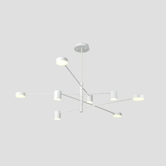 Contemporary Metal Starburst Chandelier For Living Room - Stylish Hanging Ceiling Light 8 / White