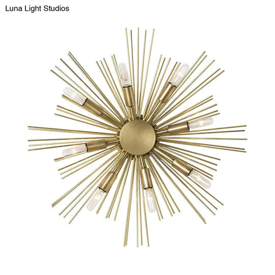 Contemporary Metal Wall Sconce - Sputnik 8-Head Gold Finish Light Fixture