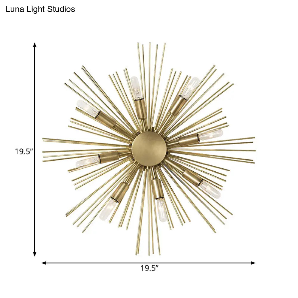 Contemporary Metal Wall Sconce - Sputnik 8-Head Gold Finish Light Fixture