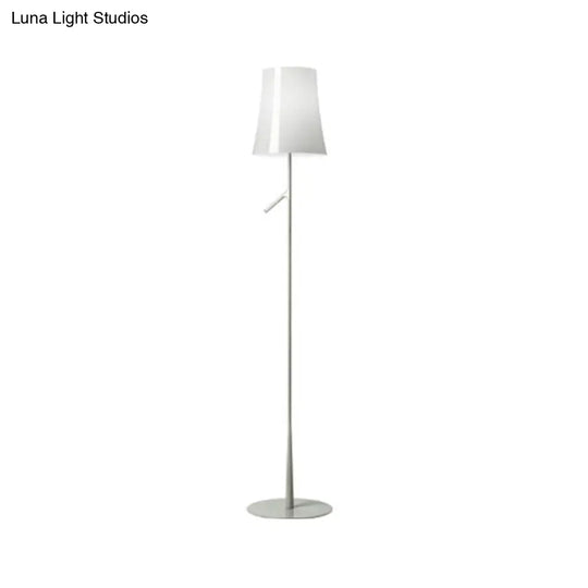 Contemporary Metallic Bell-Shaped Floor Lamp - Single Head White/Orange Standing Light For Study