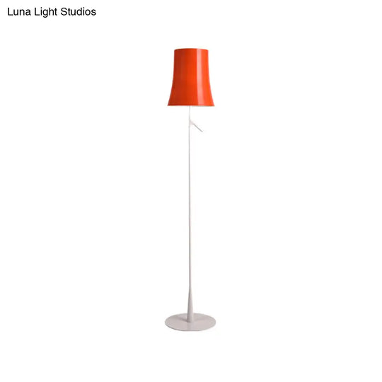 Contemporary Metallic Bell-Shaped Floor Lamp - Single Head White/Orange Standing Light For Study