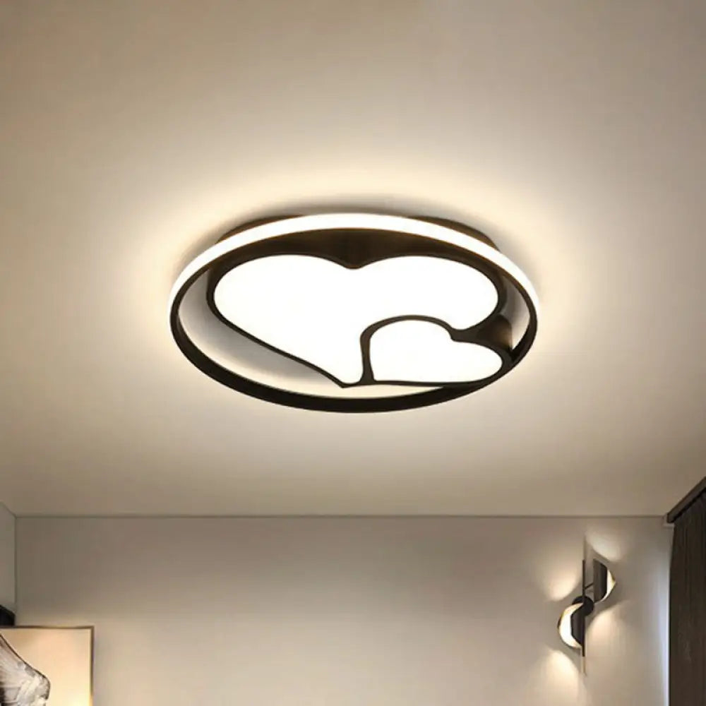 Contemporary Metallic Black Heart Flush Led Ceiling Light Fixture / Third Gear