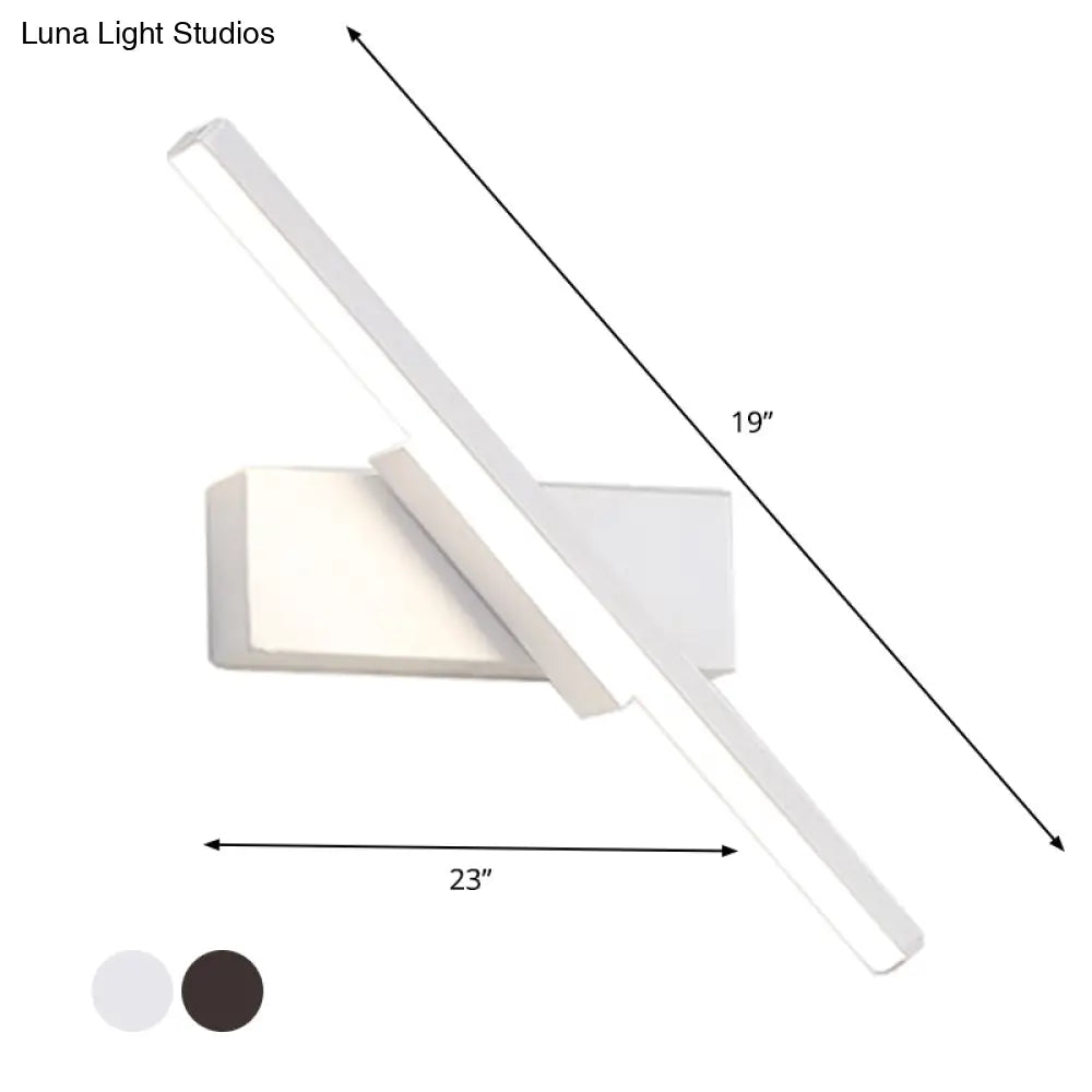 Contemporary Metallic Black/White Led Wall Sconce In Warm/White Light: Linear Vanity Light Fixture