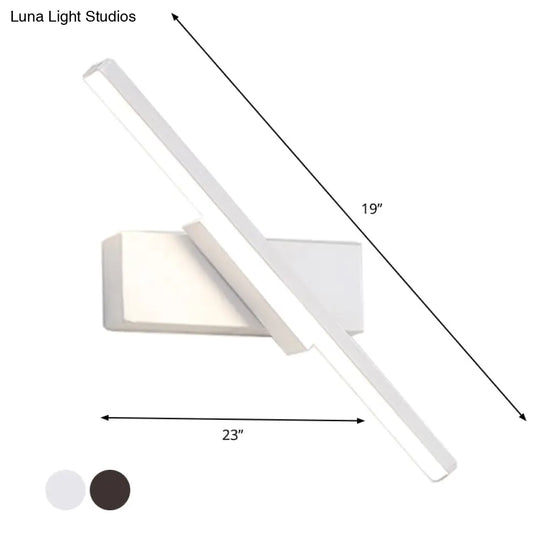 Contemporary Metallic Black/White Led Wall Sconce In Warm/White Light: Linear Vanity Light Fixture