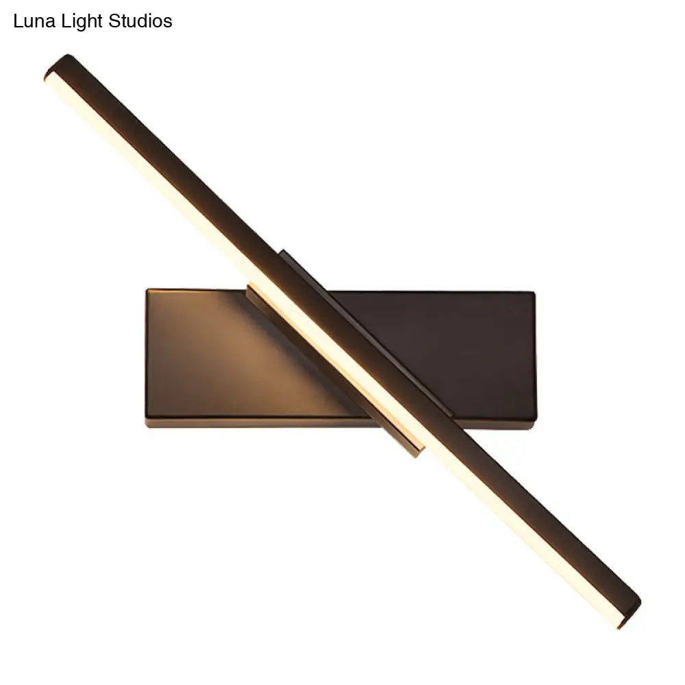 Contemporary Metallic Black/White Led Wall Sconce In Warm/White Light: Linear Vanity Light Fixture