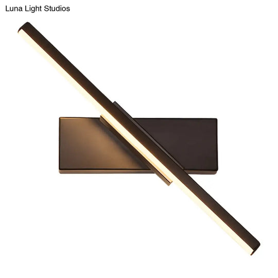 Contemporary Metallic Black/White Led Wall Sconce In Warm/White Light: Linear Vanity Light Fixture