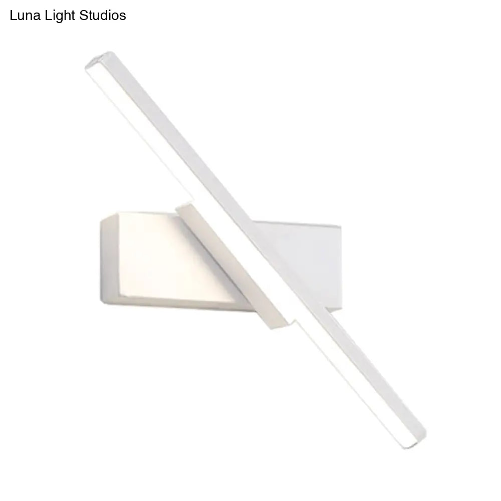 Contemporary Metallic Black/White Led Wall Sconce In Warm/White Light: Linear Vanity Light Fixture