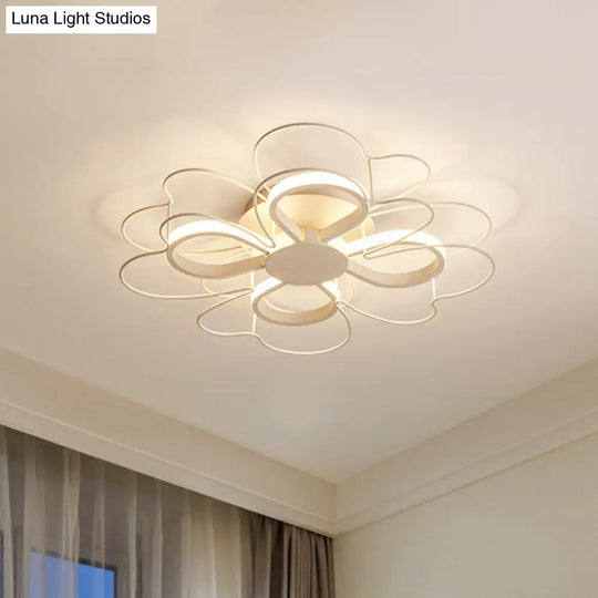 Contemporary Metallic Clover Flush Light - 19/22.5 W Black/White Led Warm/White Lighting White / 19