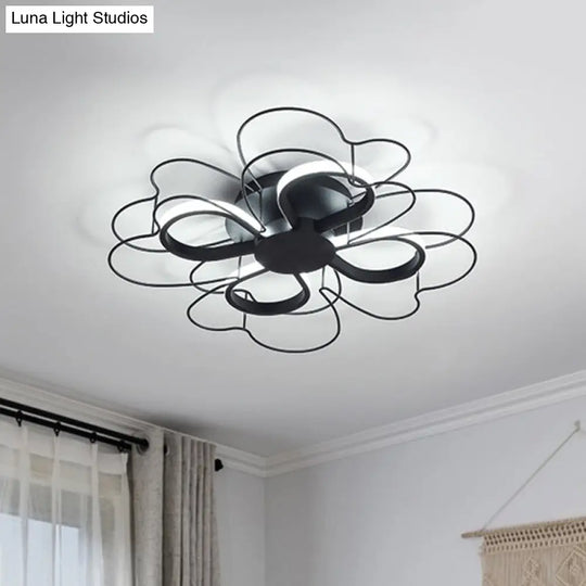 Contemporary Metallic Clover Flush Light - 19/22.5 W Black/White Led Warm/White Lighting