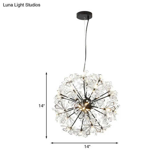 Contemporary Metallic Dandelion Chandelier Pendant Light - Brass Ceiling Lamp (24 Lights)