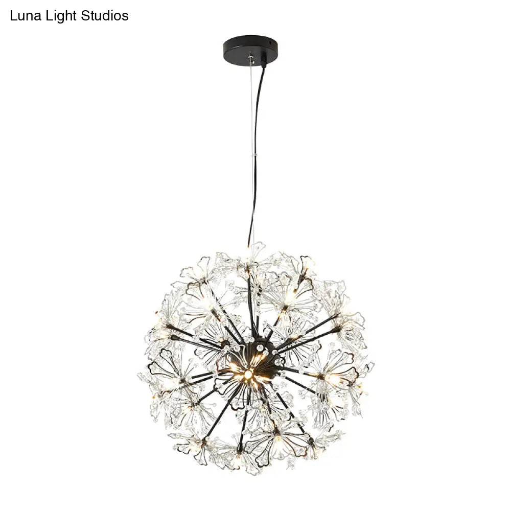 Contemporary Metallic Dandelion Chandelier Pendant Light - Brass Ceiling Lamp (24 Lights)