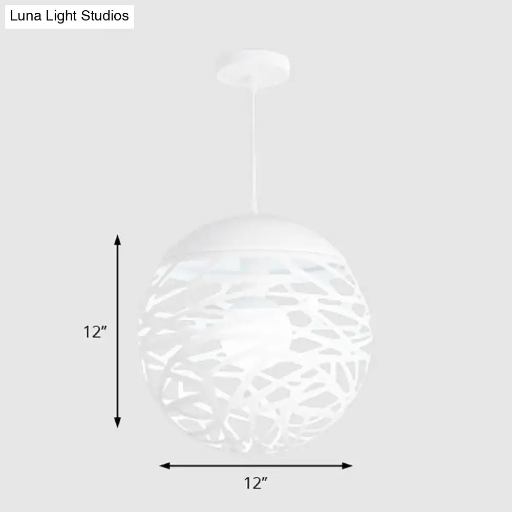 Contemporary Metallic Hollow Globe Pendant Light For Dining Table - 1 Hanging