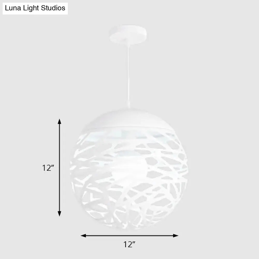 Contemporary Metallic Hollow Globe Pendant Light For Dining Tables - 1-Light