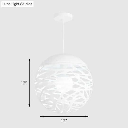 Contemporary Metallic Hollow Globe Pendant Light For Dining Tables - 1-Light