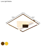 Contemporary Metallic Led Ceiling Light - Gold/Black Square Flush Mount In Warm/White 16’/19.5’ L