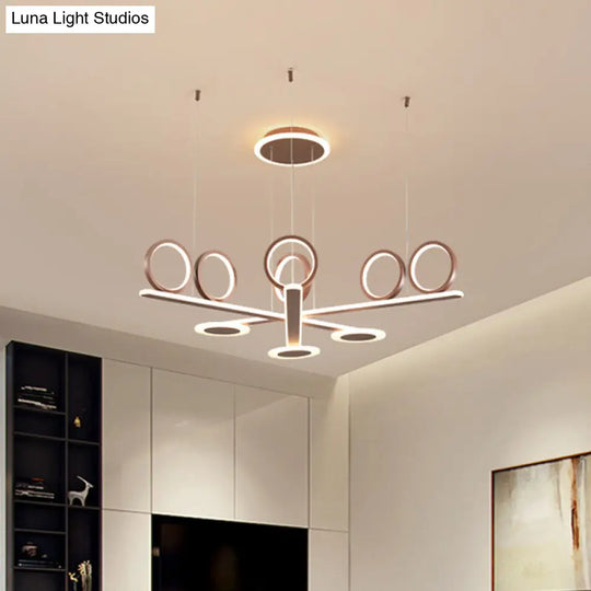 Modern Metallic Led Chandelier Pendant Light In Warm/White - Crossed Bar Design