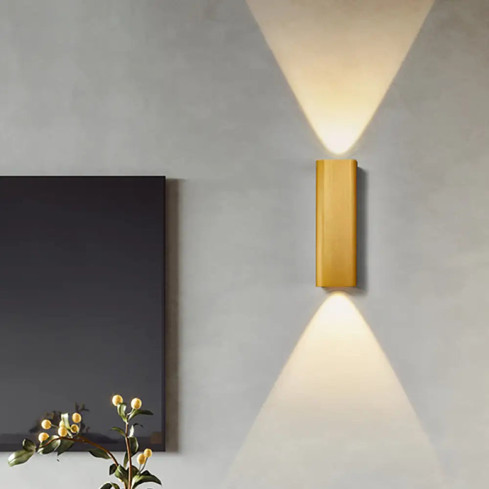 Contemporary Metallic Led Wall Sconce In Bronze/Gold/Coffee For Living Room - Mountable Up & Down