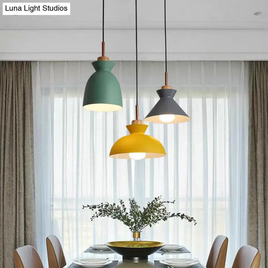 Contemporary Gray/White Bell Shade Pendant Ceiling Lamp - Metallic Indoor Hanging Light With 1 Bulb