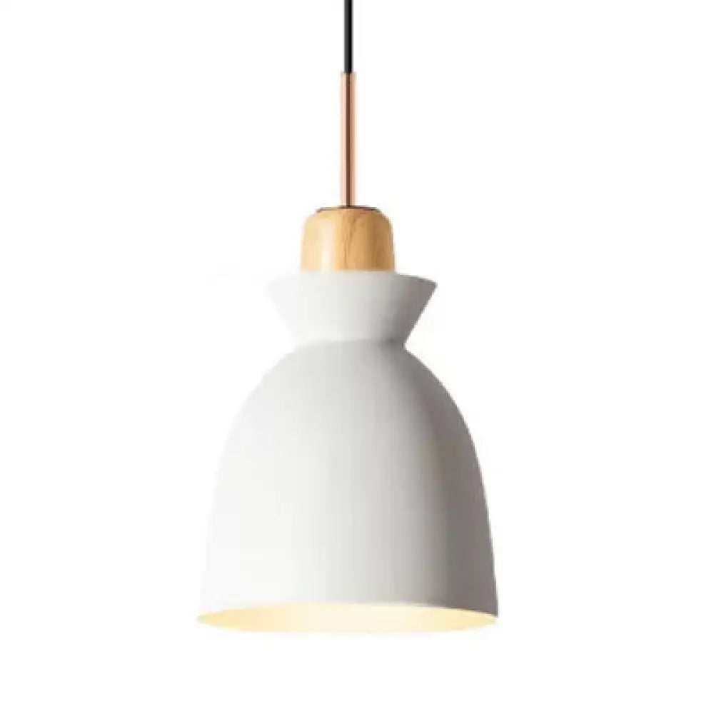 Contemporary Metallic Pendant Ceiling Lamp With Gray/White Bell Shade - Indoor Hanging Light (1