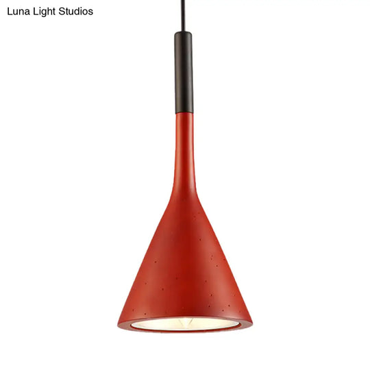 Contemporary Metallic Pendant Lamp For Adult Bedroom With Funnel Shade And 1 Bulb