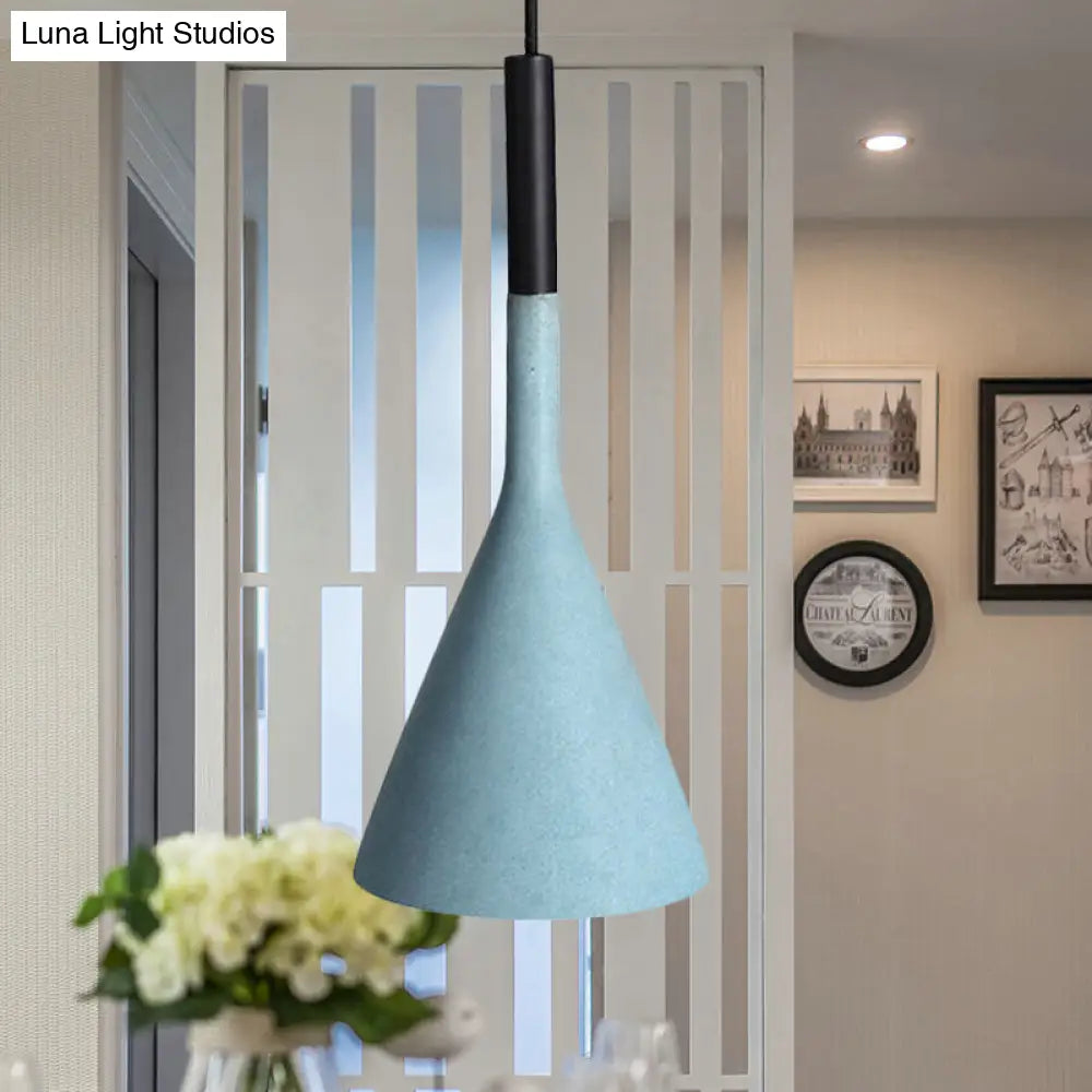 Contemporary Metallic Pendant Light For Adult Bedroom With Funnel Shade