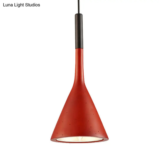 Contemporary Metallic Pendant Light For Adult Bedroom With Funnel Shade