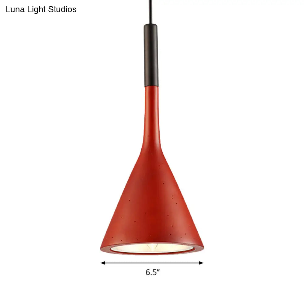 Contemporary Metallic Pendant Lamp For Adult Bedroom With Funnel Shade And 1 Bulb