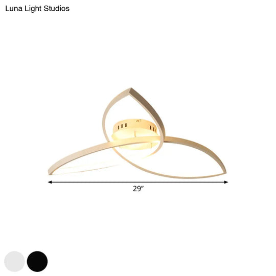 Contemporary Metallic Petal Flush Lamp - 23’/29’ W Led Close To Ceiling Light In Black/White