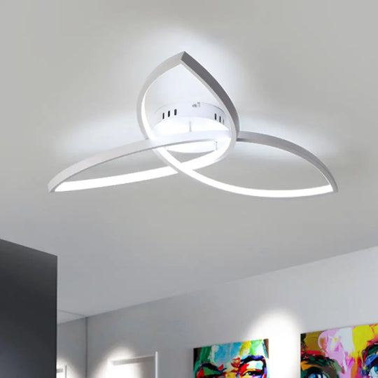 Contemporary Metallic Petal Flush Lamp - 23’/29’ W Led Close To Ceiling Light In Black/White