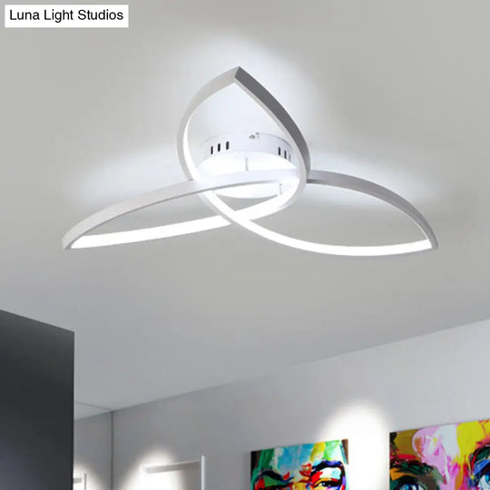 Contemporary Metallic Petal Flush Lamp - 23/29 W Led Close To Ceiling Light In Black/White