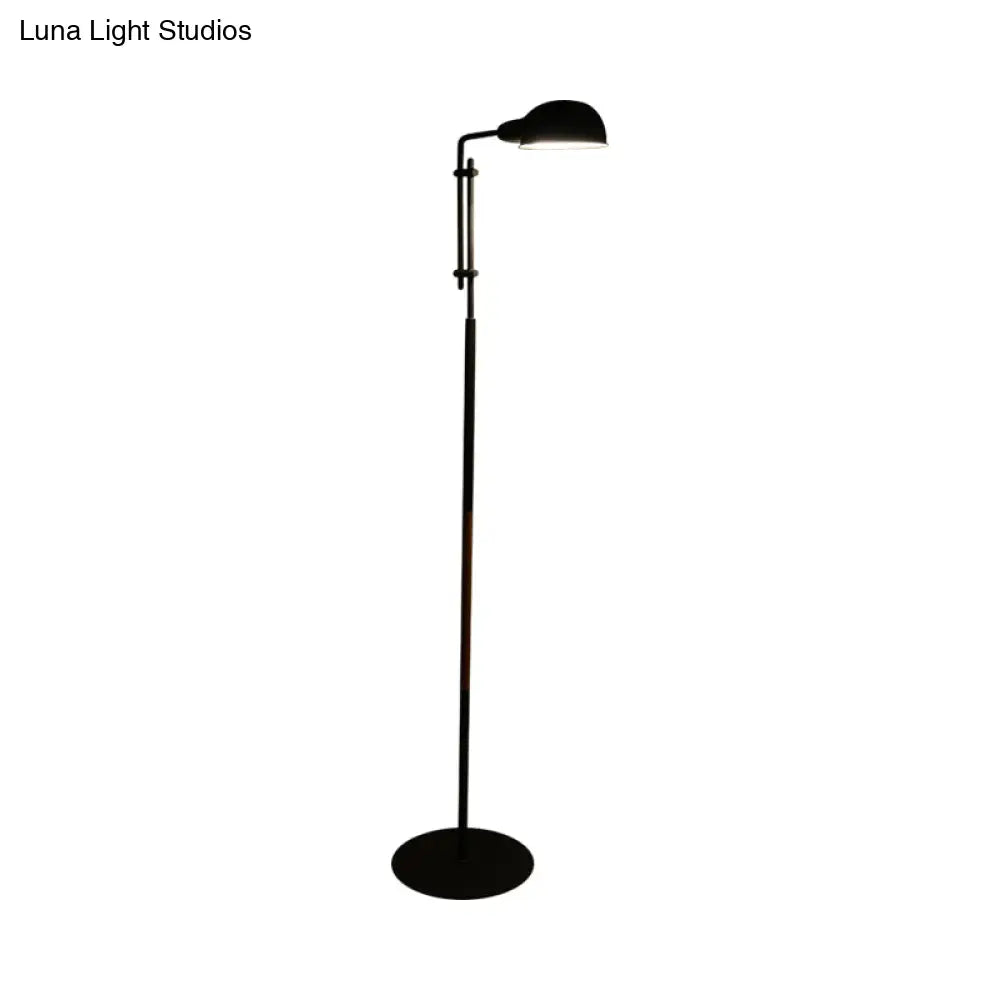 Contemporary Metallic Semi-Globe Floor Lamp Single Bulb Black/White Stand Ideal For Living Room