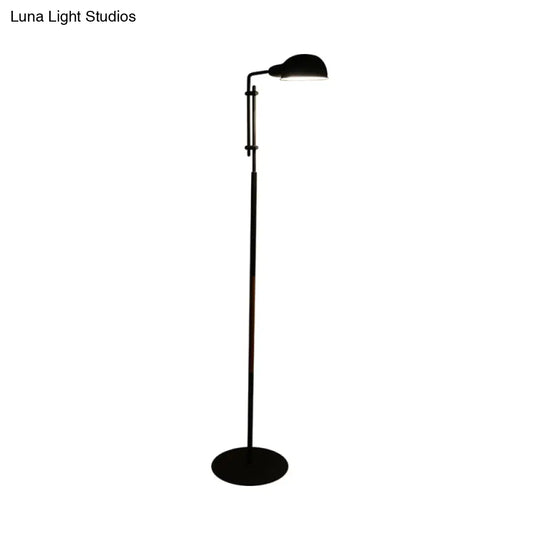 Contemporary Metallic Semi-Globe Floor Lamp Single Bulb Black/White Stand Ideal For Living Room