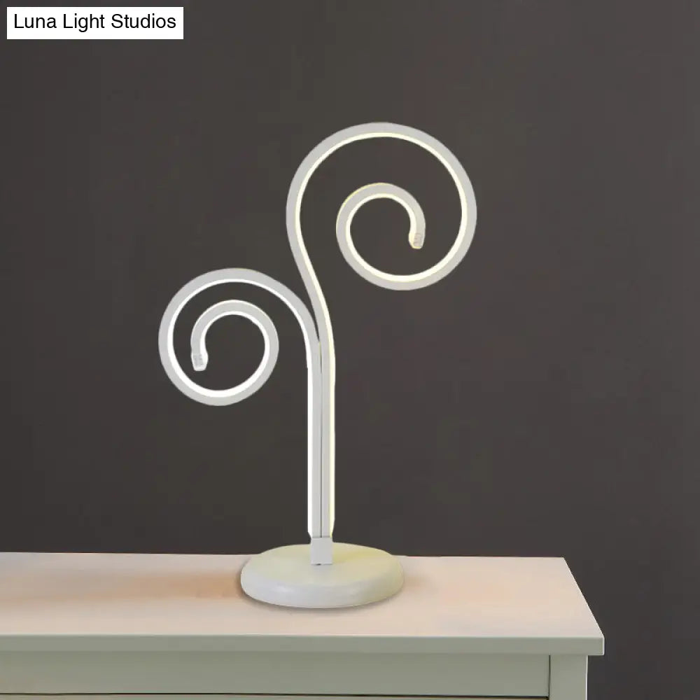 Contemporary Metallic Swirling Nightstand Lamp - Black/White/Gold Led Desk Light