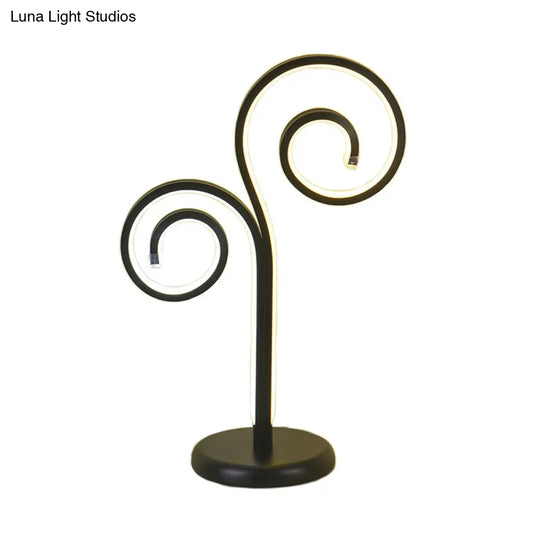 Contemporary Metallic Swirling Nightstand Lamp - Black/White/Gold Led Desk Light