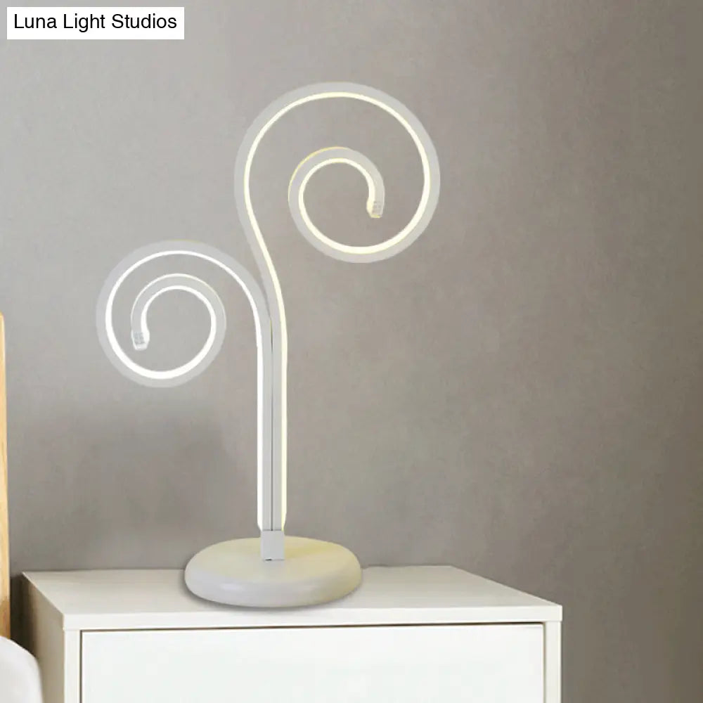 Contemporary Metallic Swirling Nightstand Lamp - Black/White/Gold Led Desk Light