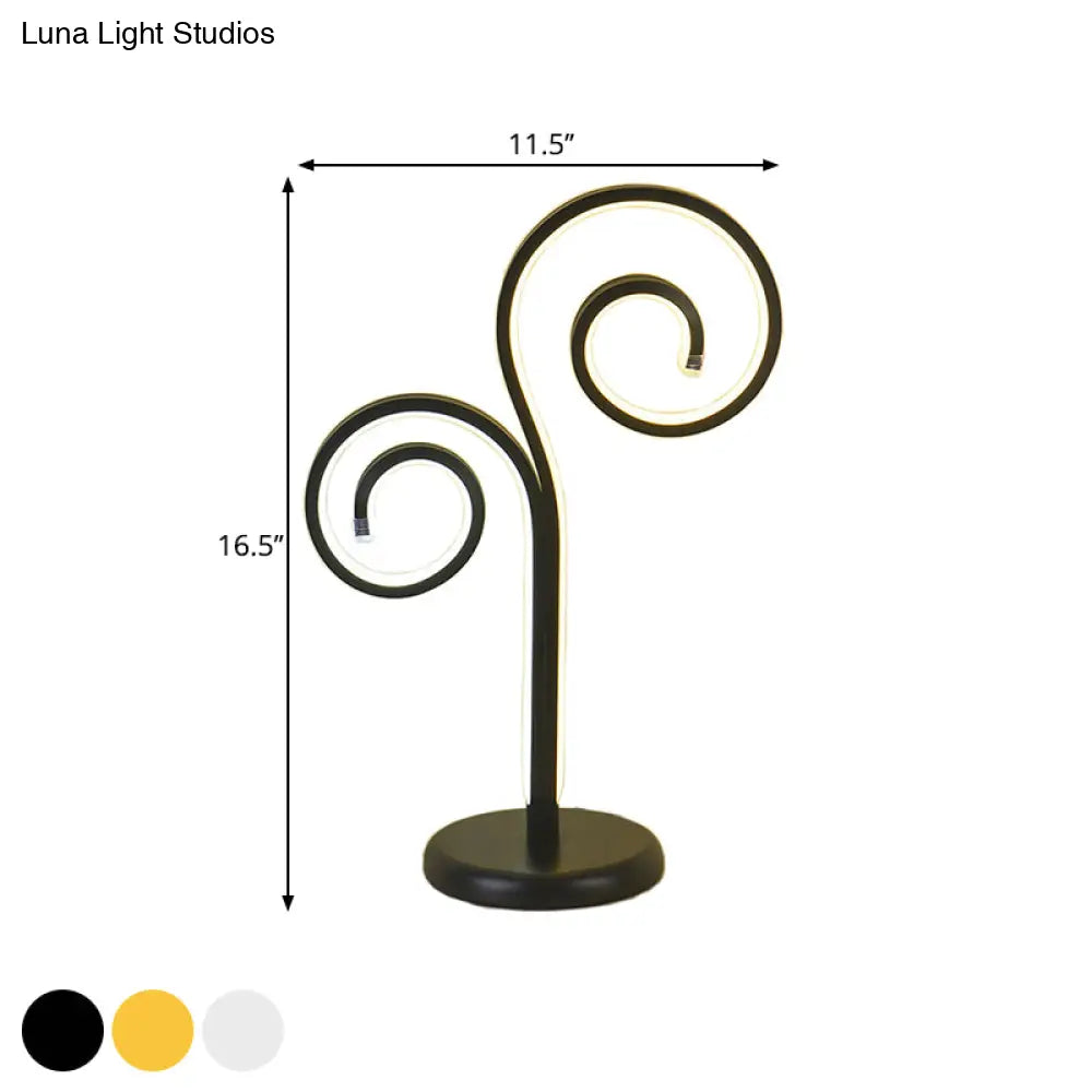 Contemporary Metallic Swirling Nightstand Lamp - Black/White/Gold Led Desk Light