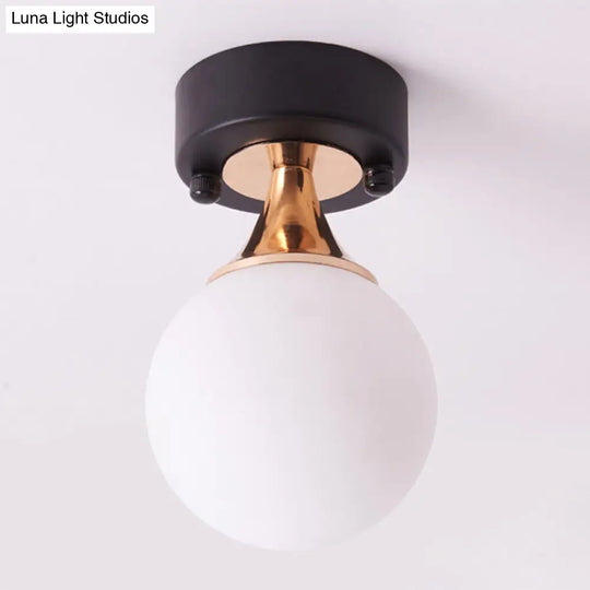 Contemporary Milk Glass Hallway Ceiling Light Fixture