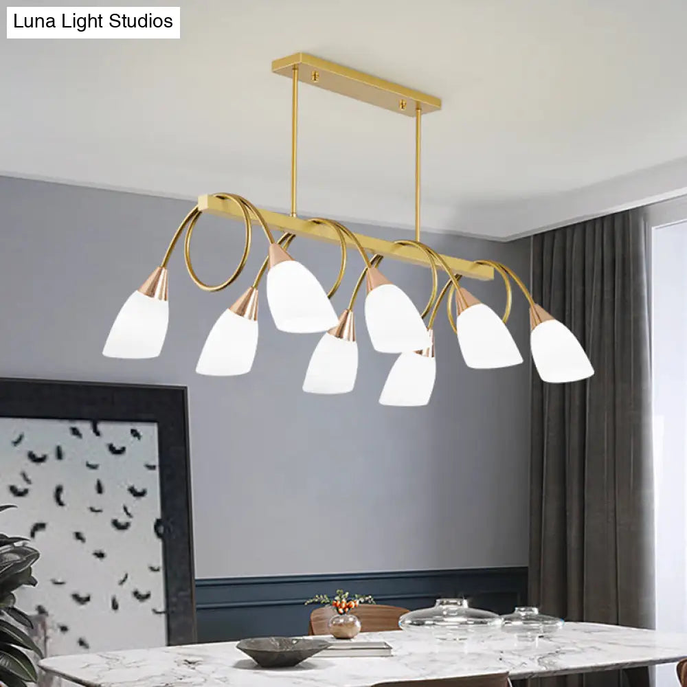 Contemporary Milk Glass Pendant Light - Tulip Shade Island Lamp Ideal For Restaurants