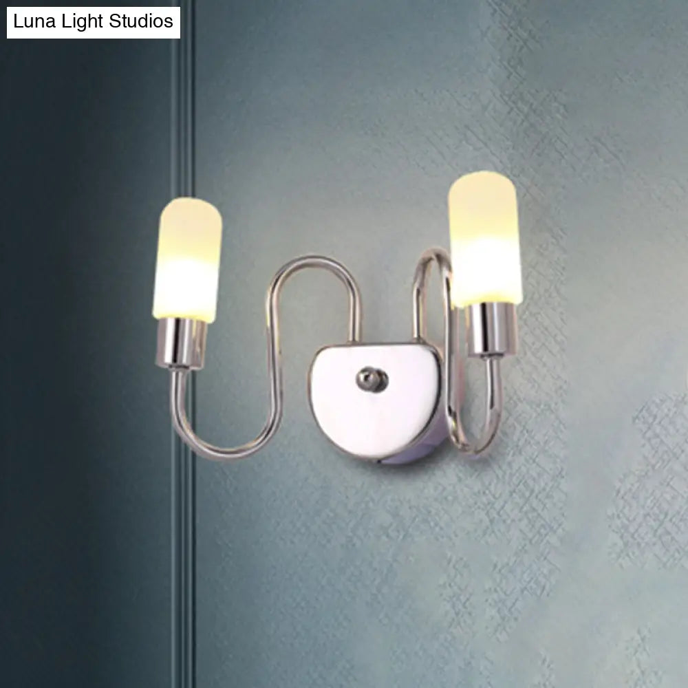 Contemporary Milk Glass Pill Sconce With Chrome Led Flush Mount - 2/3 Lights