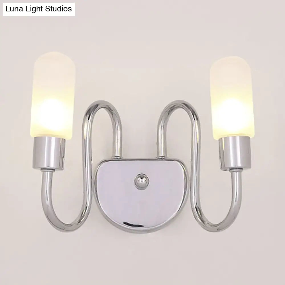 Contemporary Milk Glass Pill Sconce With Chrome Led Flush Mount - 2/3 Lights