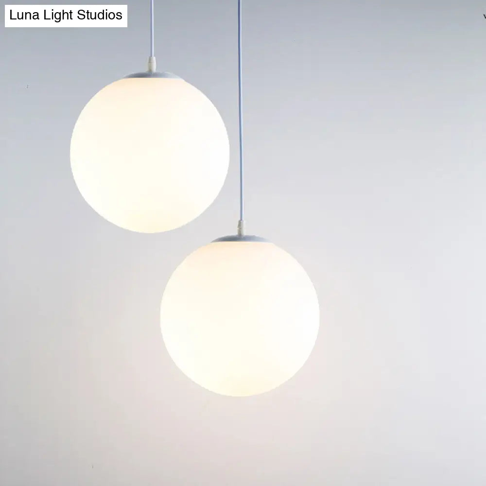 Contemporary Milky Glass Orb Pendant Light With 1-Bulb Suspension - Modern Style Fixture