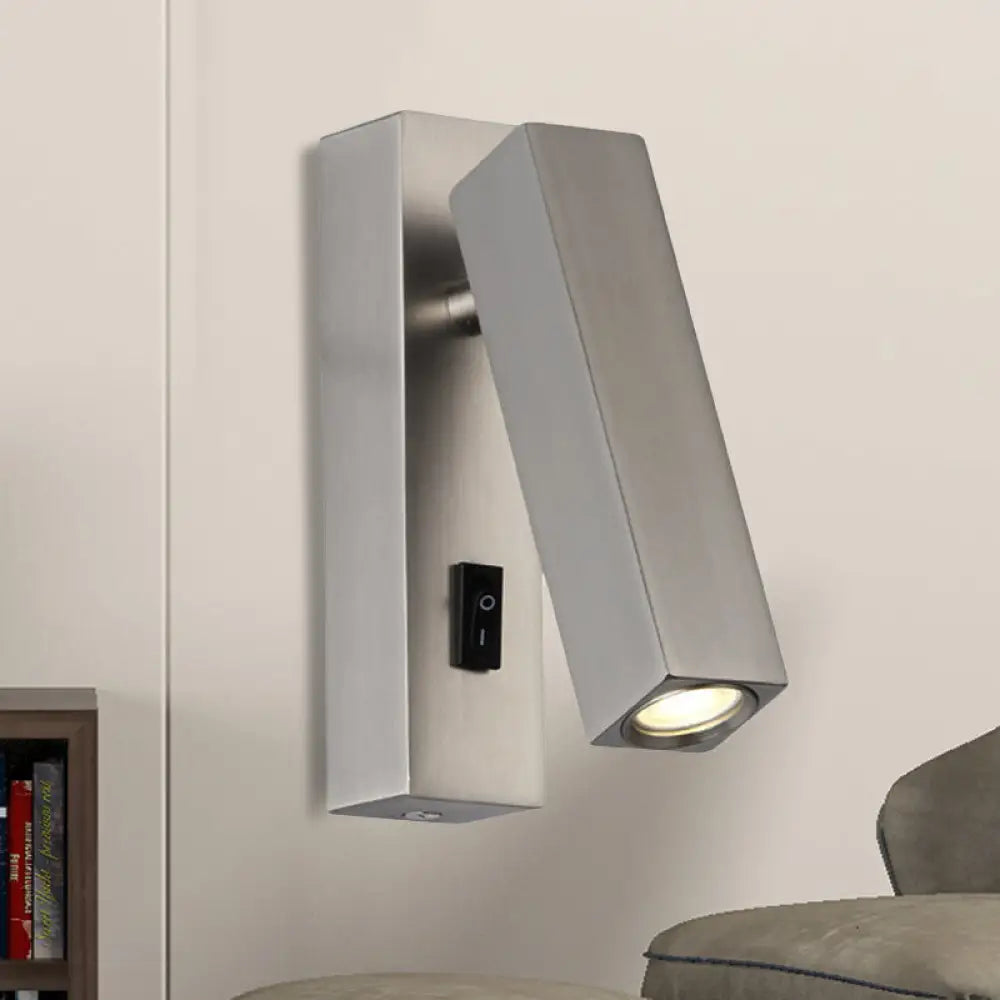 Contemporary Mini Led Wall Sconce With Rotatable Metallic Design - Black/Silver/White Silver