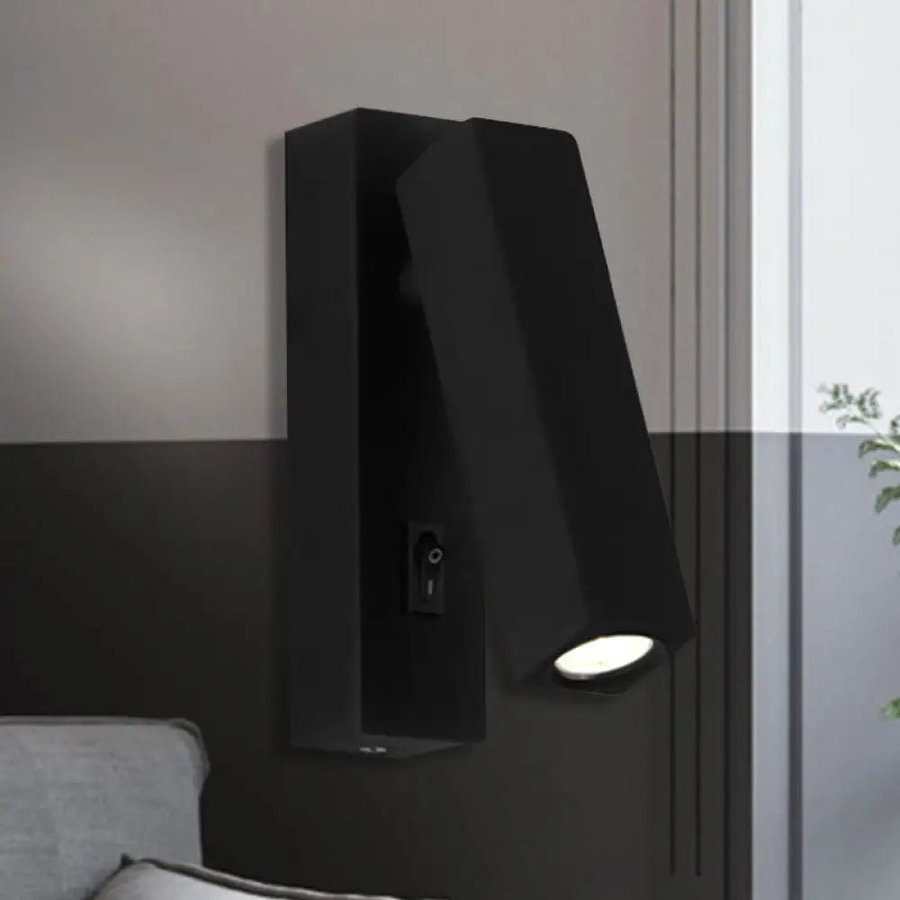 Contemporary Mini Led Wall Sconce With Rotatable Metallic Design - Black/Silver/White Black