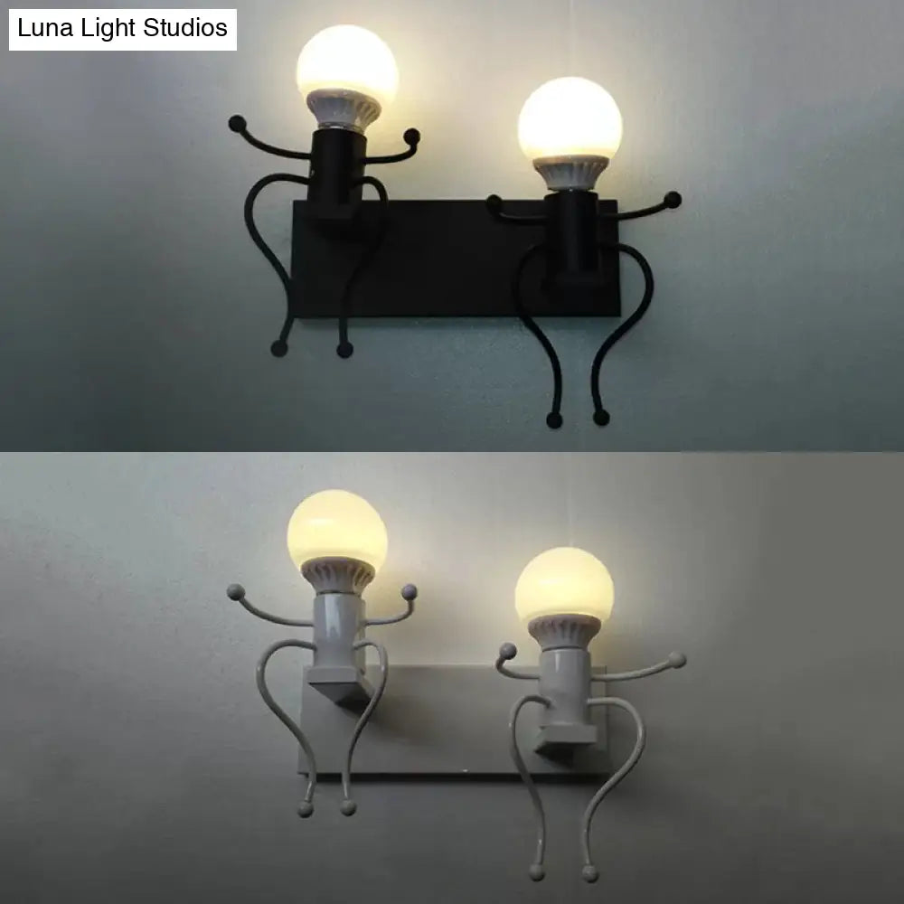 Contemporary Mini People Sconce With Dual-Led Lights For Hallways And Staircases